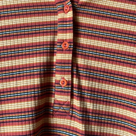 Vintage No Comment striped short sleeve button tee - Picture 3 of 5